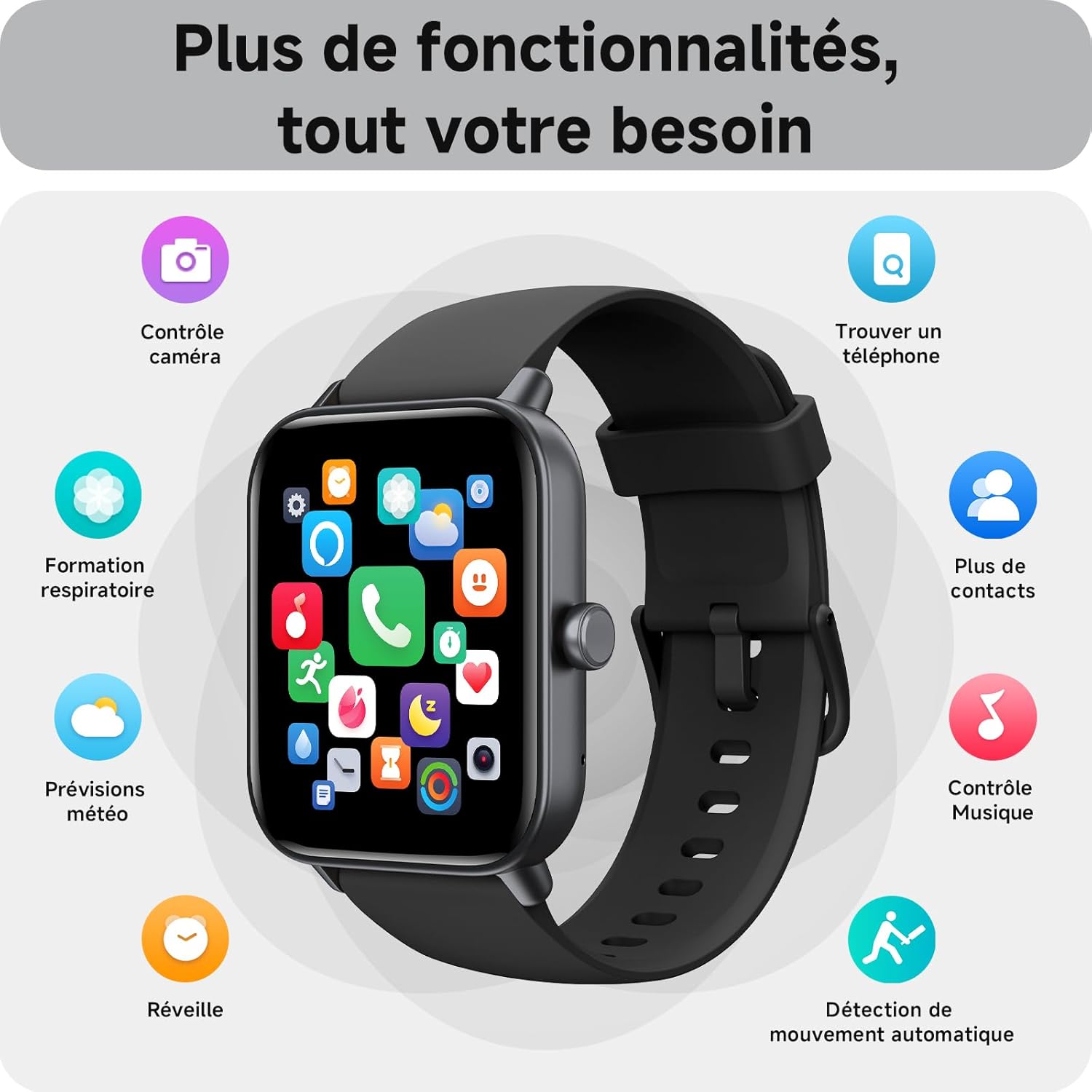 Thumbnail 6 de Montre Connectée AEAC: Bluetooth Calling, 1,85'' Écran et Suivi Santé pour Homme et Femme