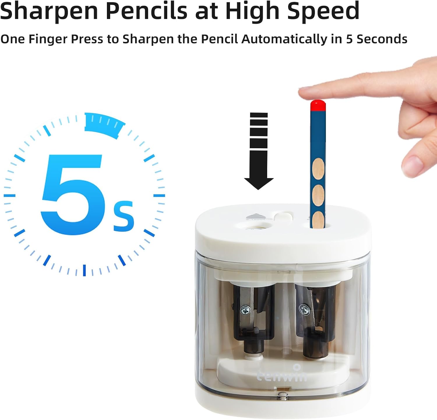 Thumbnail 5 de tenwin Elektrischer Bleistiftspitzer 6–12 mm ✏️