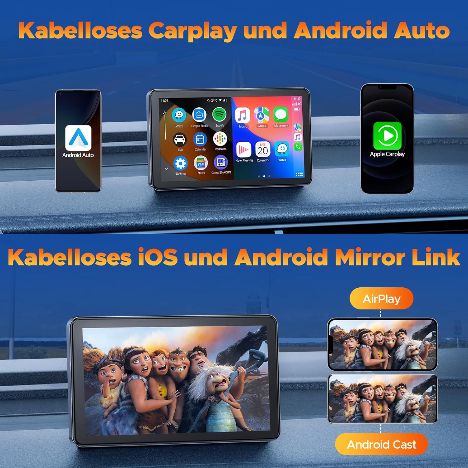 Thumbnail 2 de Volam schermo auto da 7 pollici con CarPlay/Android Auto, Mirror Link e GPS