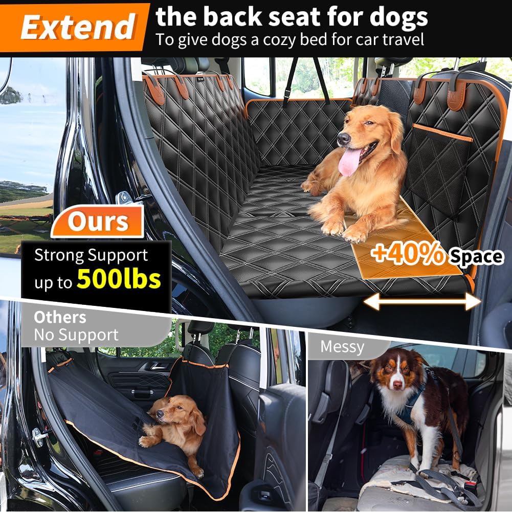 Detalle de KYG Hard Bottom Dog Hammock for Car: Back Seat Extender and Waterproof Car Seat Cover