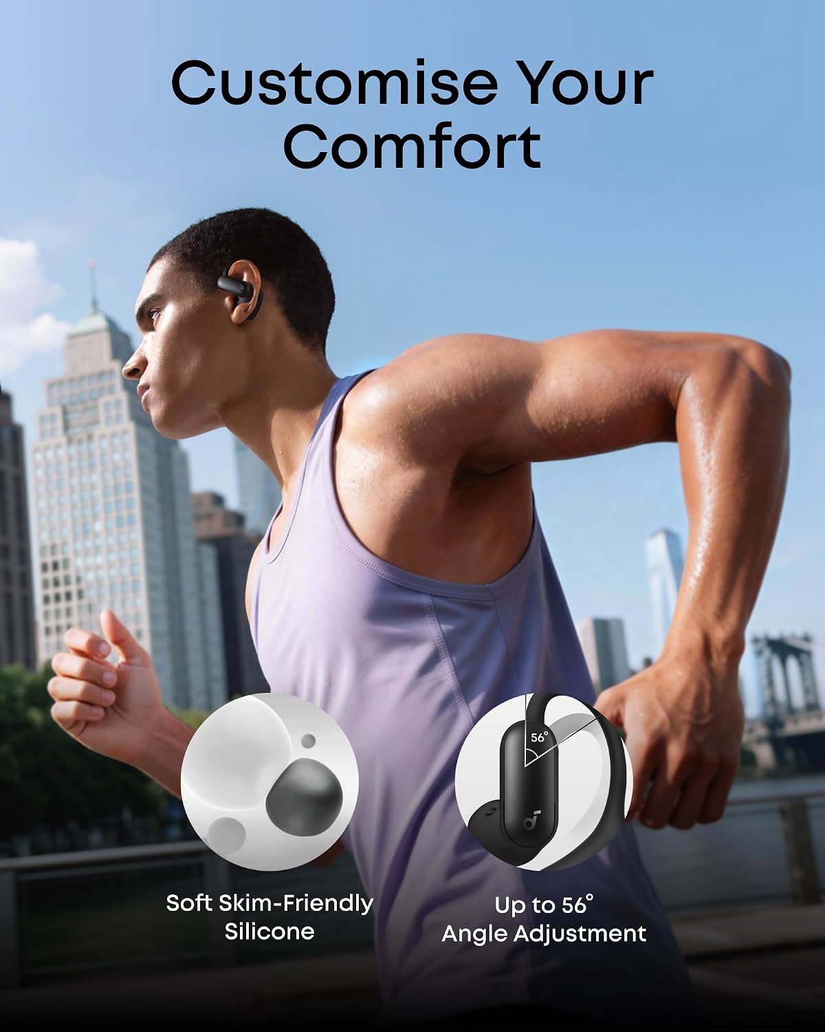 Detalle de soundcore AeroFit 2 Pro by Anker 2-in-1 Hybrid Earbuds with Awareness & Focus modes