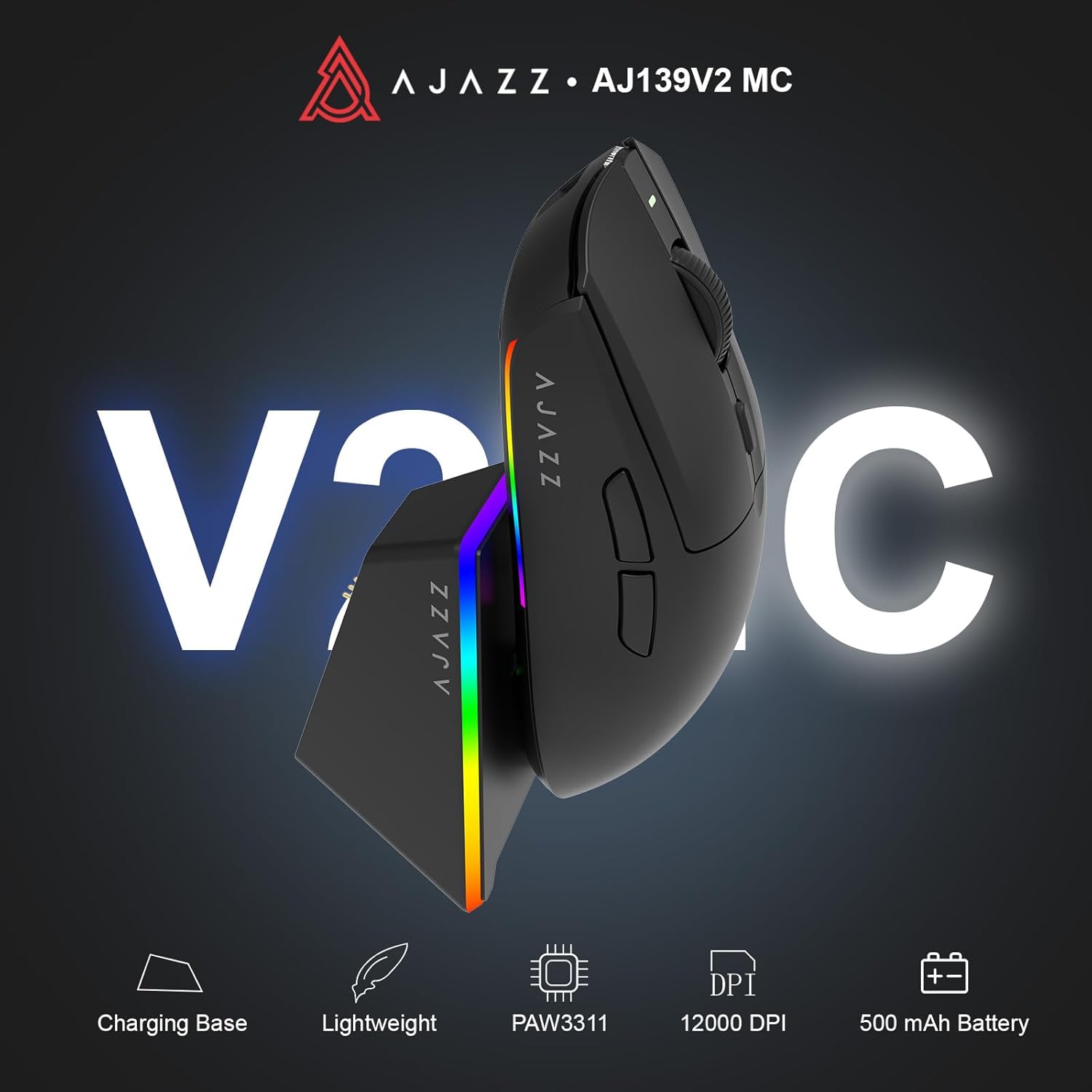 Detalle de AJAZZ AJ139 V2 MC Wireless Gaming Mouse – Leicht, flexibel und präzise