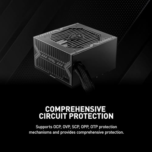 Detalle de MSI MAG A650BN: Fuente de alimentación Gaming 650 W 80 Plus Bronze, 12V Single‑Rail