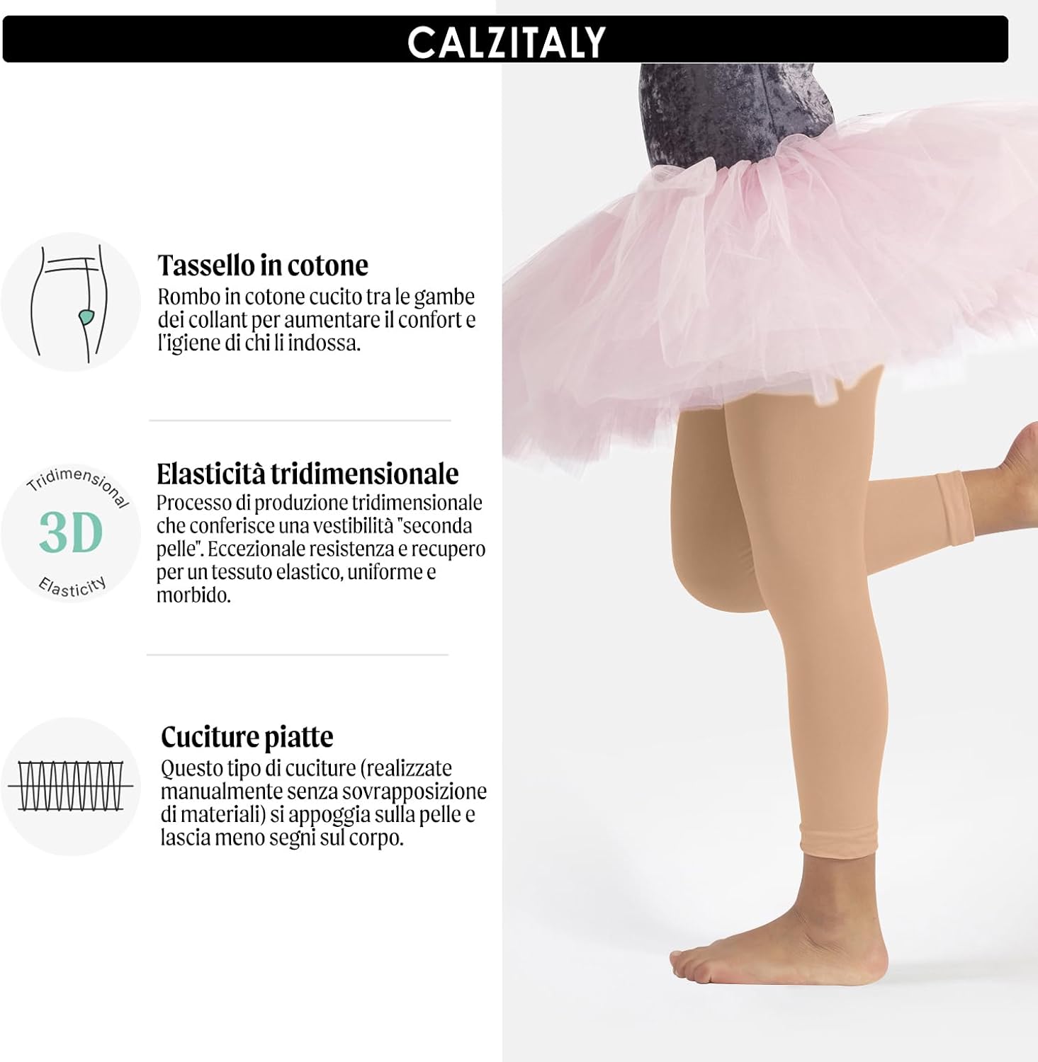 Thumbnail 1 de LEGGINGS BALLET BAMBINA | COLLANT SENZA PIEDI 60 DEN NERO