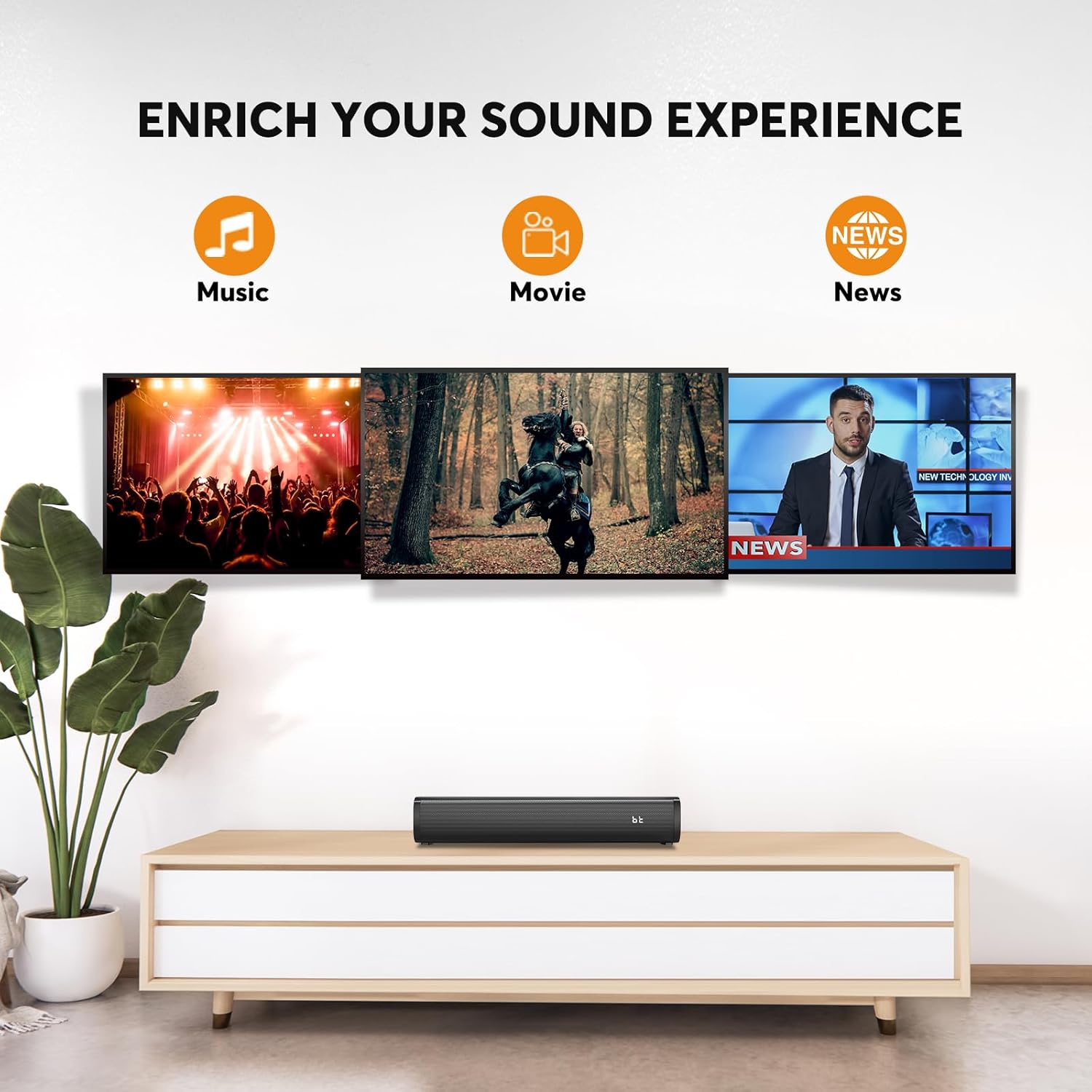 Thumbnail 4 de Wohome 2.1 Sound Bars for TV (S100) with Built-In Subwoofer, Voice Enhancement, Bluetooth 5.3/Optical/AUX/USB