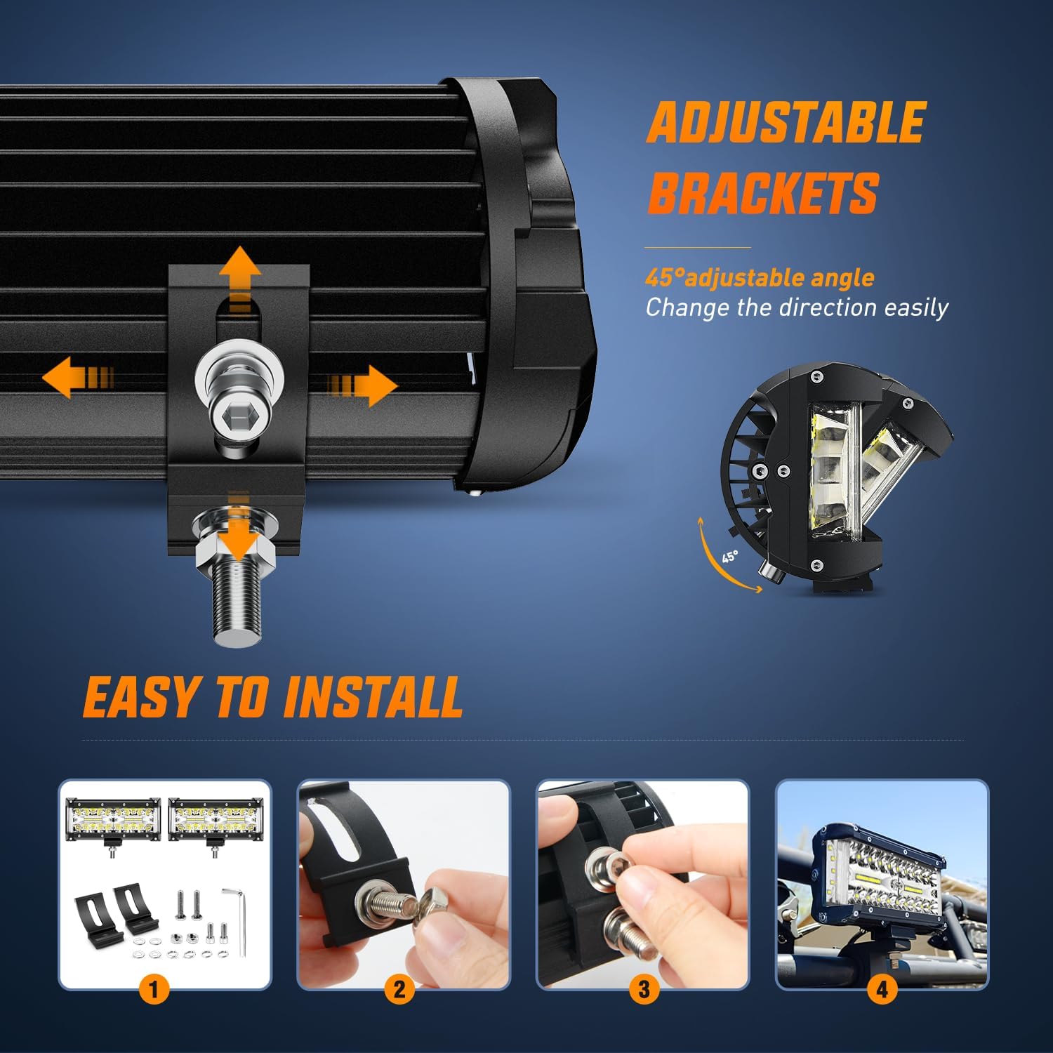 Thumbnail 5 de Nilight 2PCS 7-Inch Side Shooter LED Light Bar Kit (Triple Row Spot/Flood Combo)