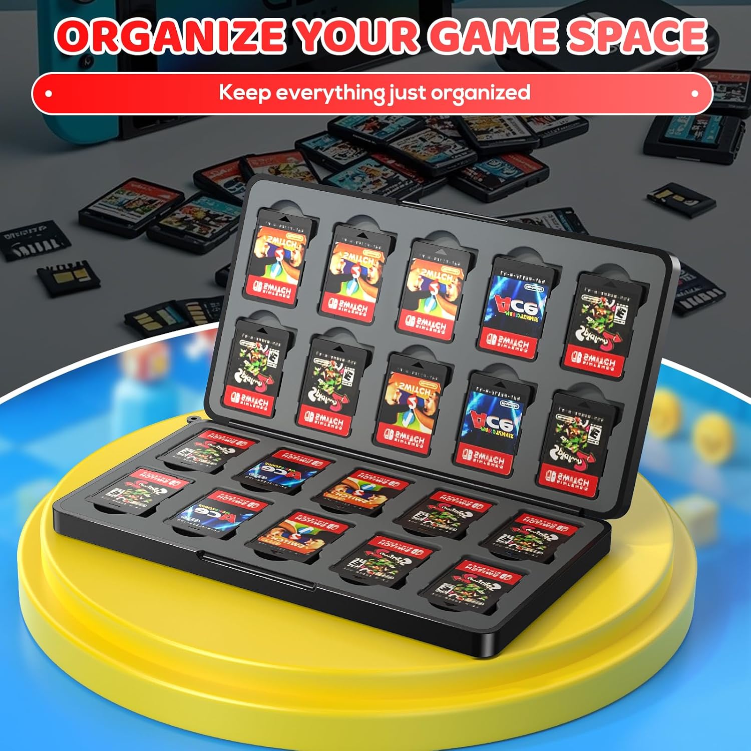 Detalle 2 de Klipdasse Switch Spiele Aufbewahrung für Nintendo Switch 2/Switch/OLED – 20 Spielkarten-Slots & 20 Micro SD Slots, Magnetverschluss, Hartschalen Case