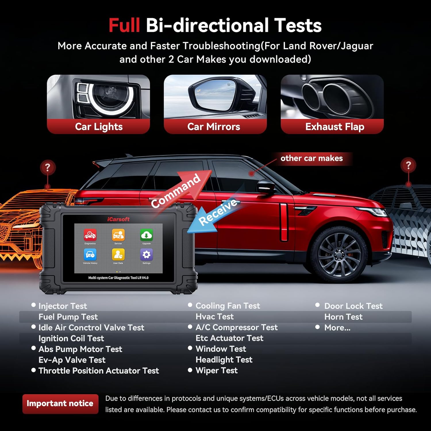 Detalle de iCarsoft LR V4.0 Bidirectional Diagnostic Tool for Land Rover/Jaguar