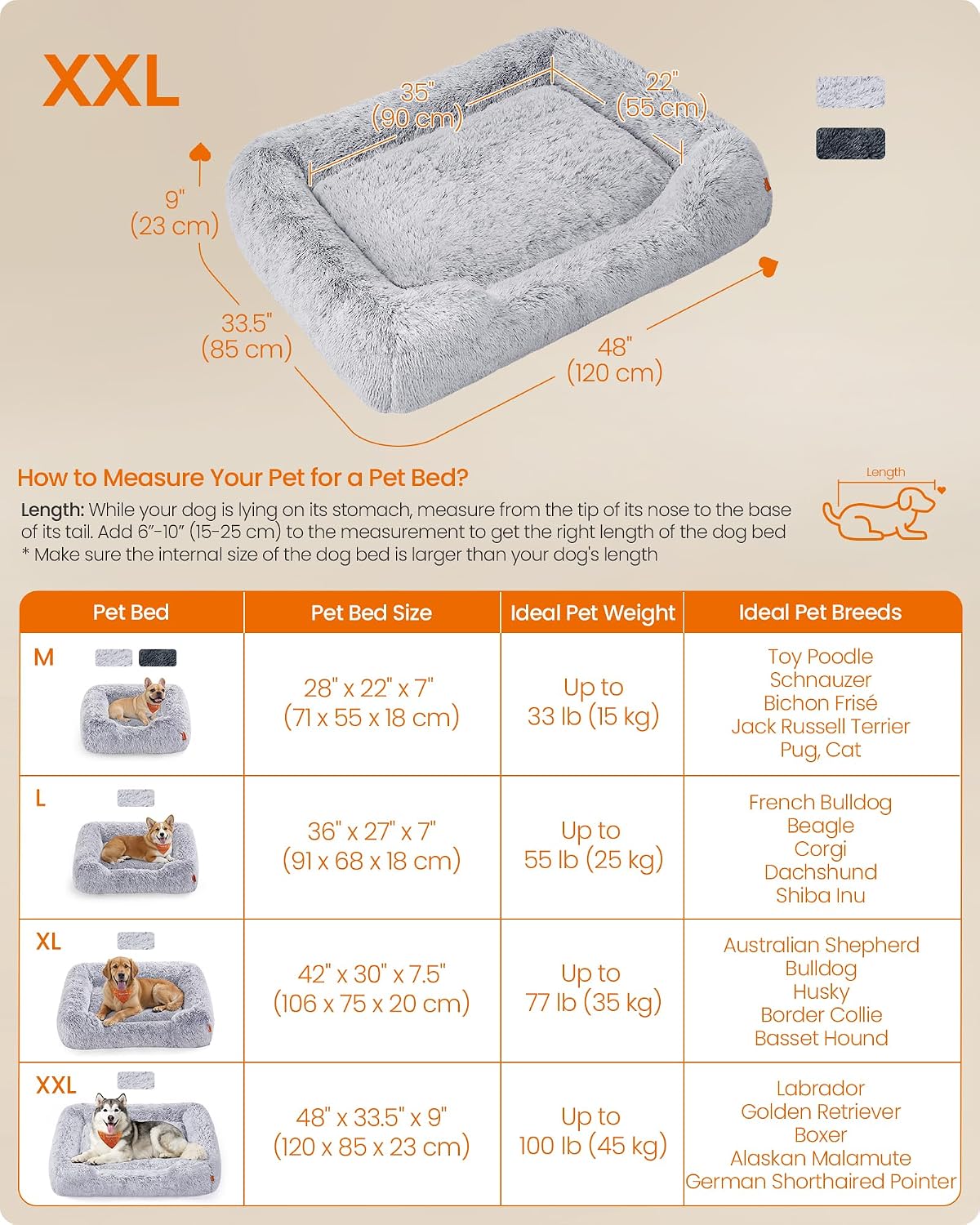 Thumbnail 5 de Feandrea Extra Large Dog Bed 120x85 cm