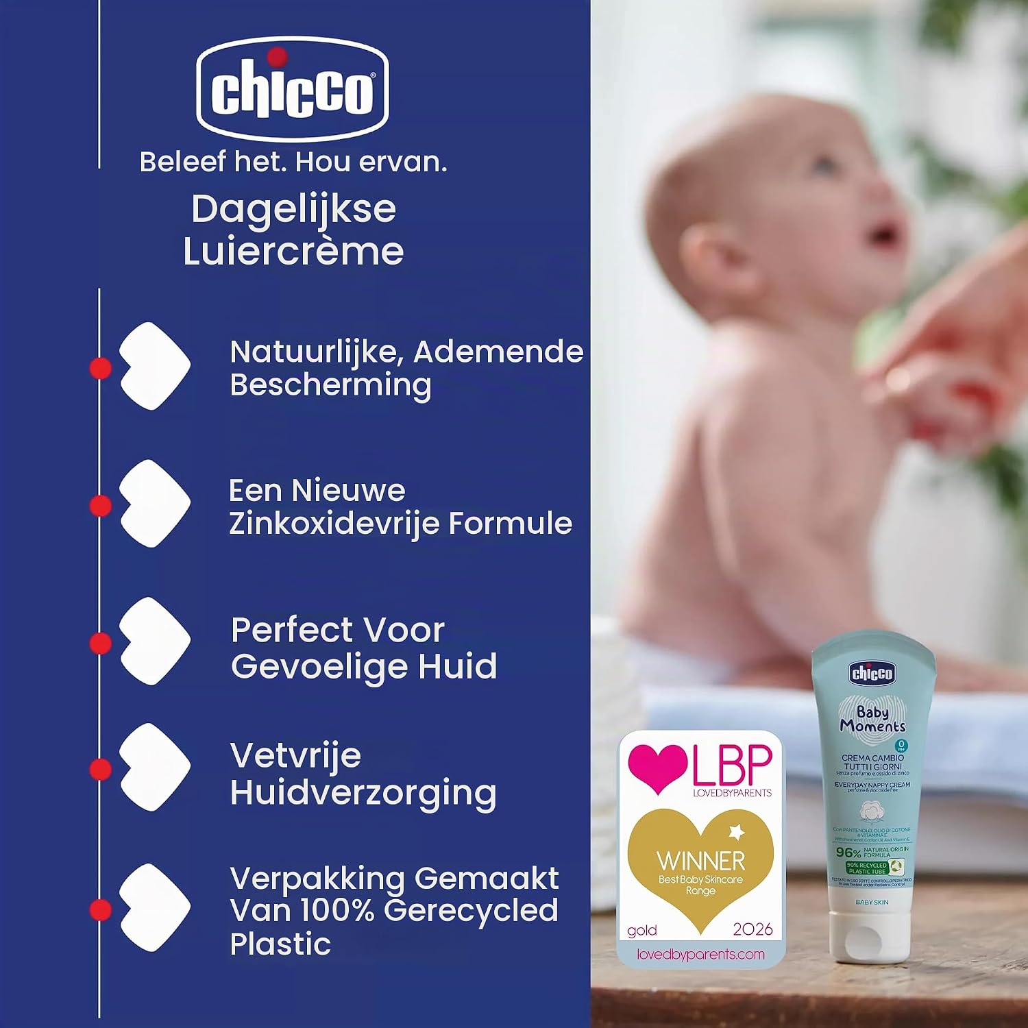 Thumbnail 1 de Chicco Baby Moments dagelijkse luiercrème, parfumvrij en met lichte textuur