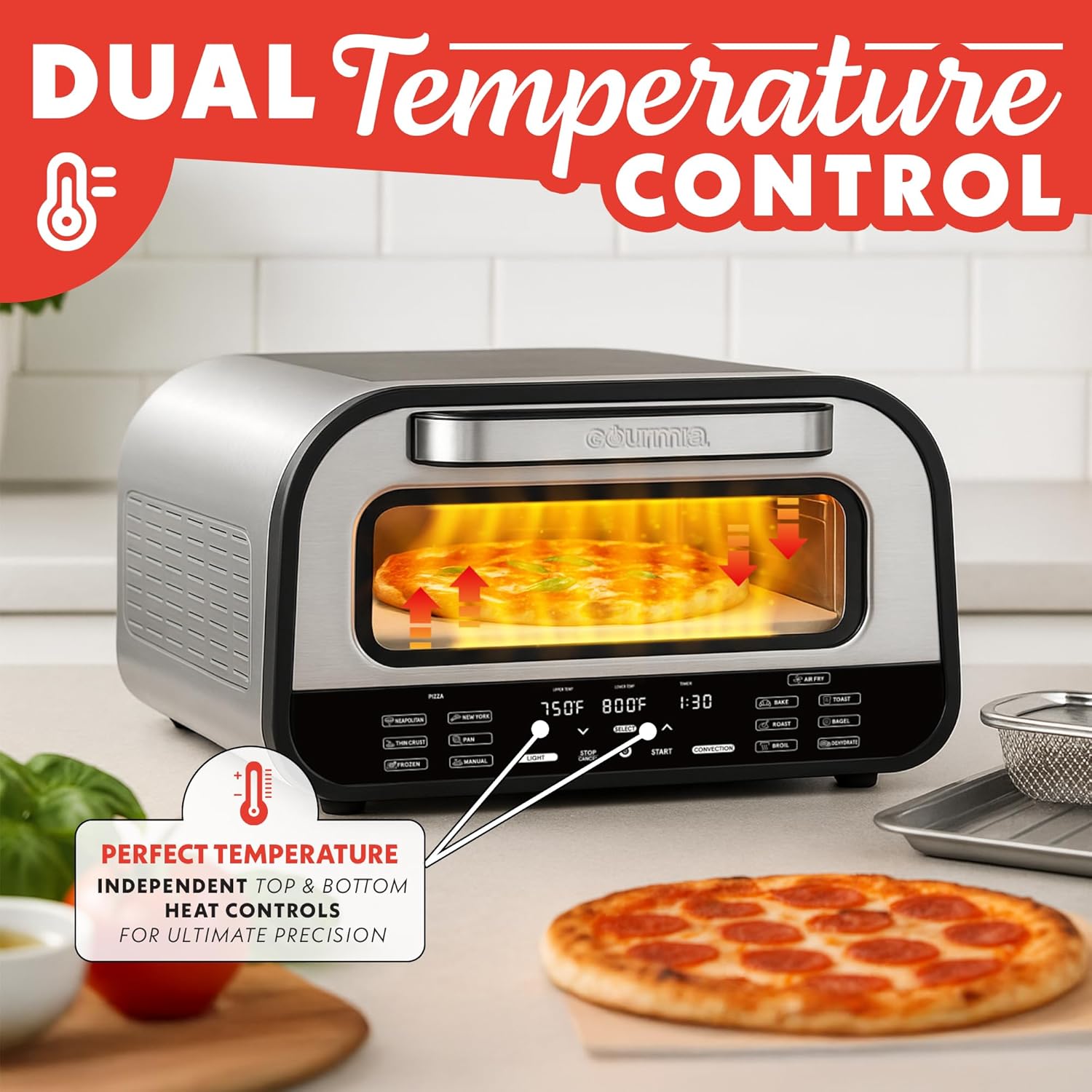 Detalle 2 de Gourmia Indoor Pizza Oven Air Fryer Toaster 1800W