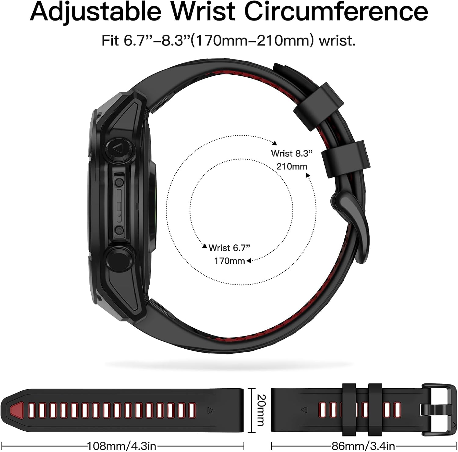 Detalle de OVERSTEP 20mm Silicone Watch Band for Garmin Fenix Series