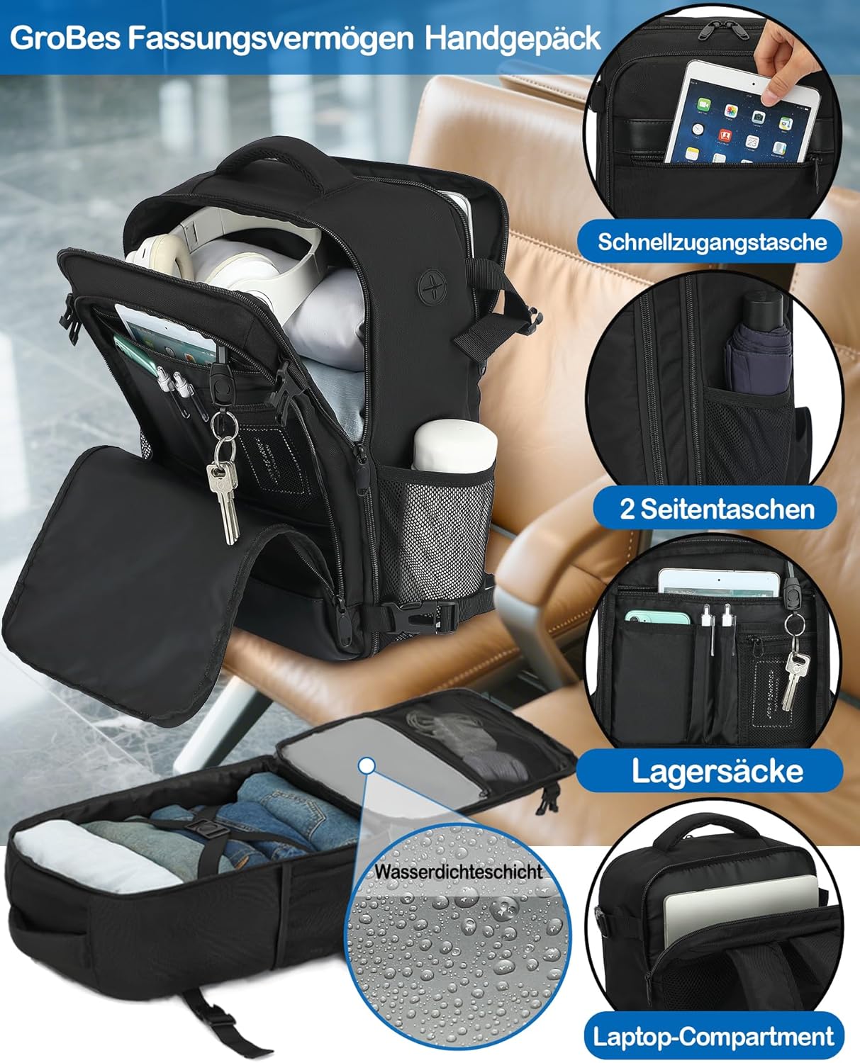 Detalle 2 de KLOSTAIN Handgepäck Rucksack 20L