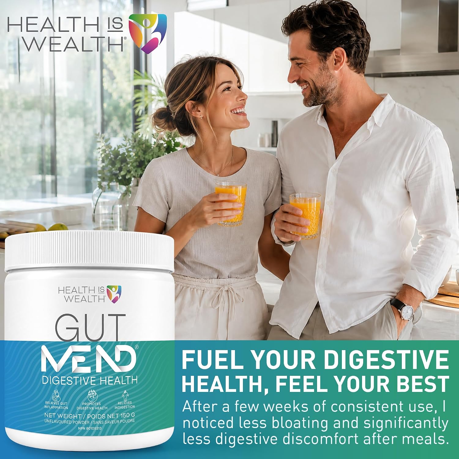 Thumbnail 6 de Health IS Wealth GutMEND Gut Health Powder, 150 g with L-Glutamine