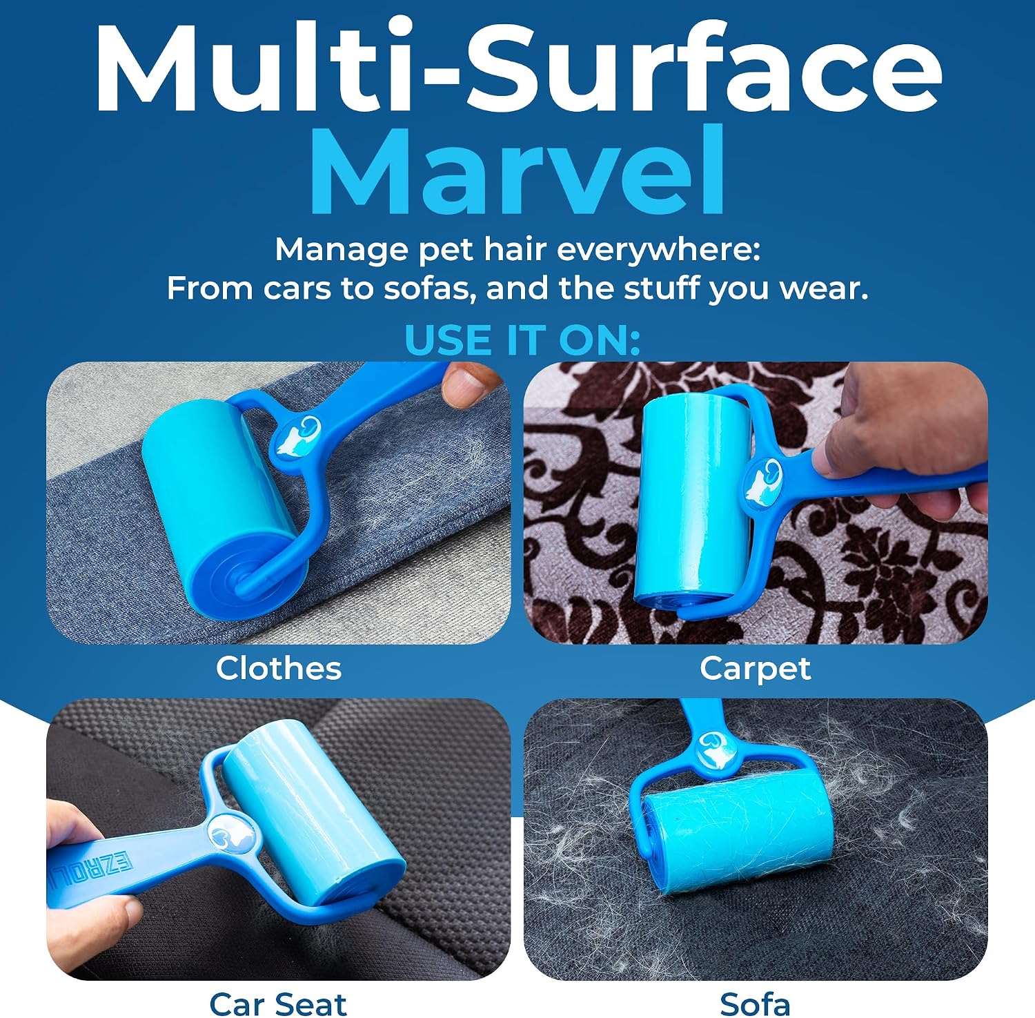Thumbnail 4 de PetLovers EzRoll Reusable Lint Roller – Sticky for Life: Multi‑Surface Pet Hair & Dust Remover