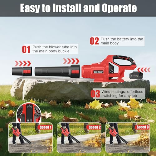 Thumbnail 4 de Bamse Leaf Blower Cordless 21V with 2 Batteries 4.0Ah – 3 Speeds, 2 Nozzles & Shoulder Strap