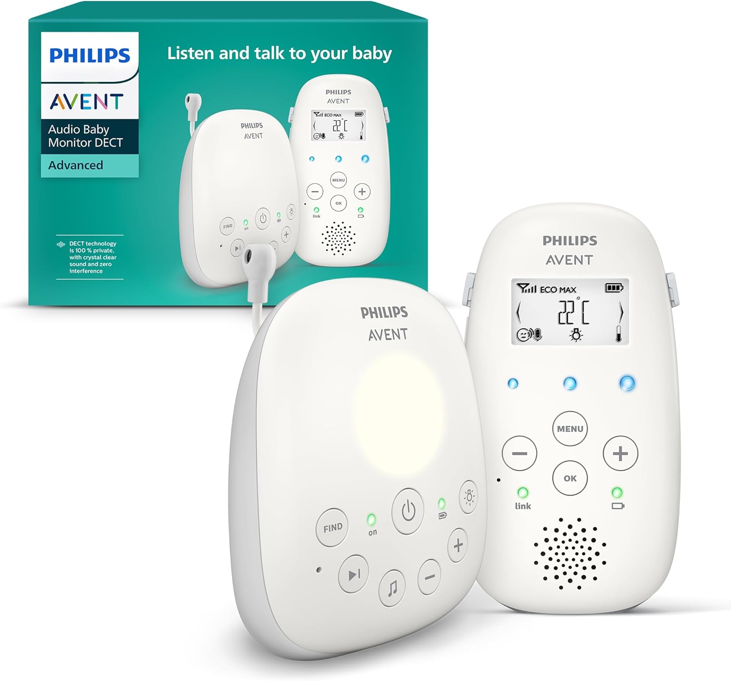 Detalle de Philips Avent SCD713/26: Vigilabebés Audio DECT con Luz 🌙
