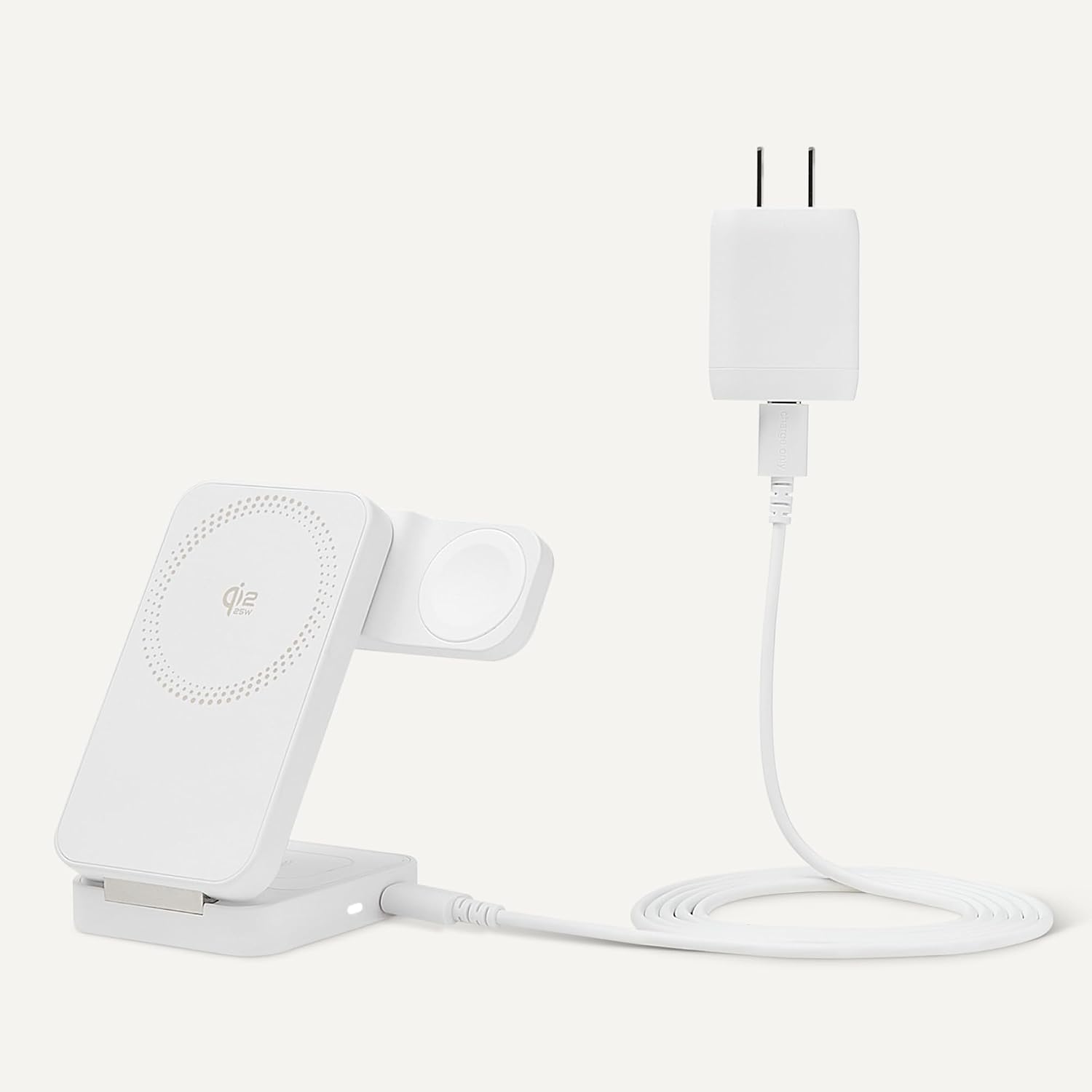 Detalle de Amazon Basics 25W Qi2.2認定 3-in-1ワイヤレス充電ステーション 折りたたみ式・45Wアダプター付き