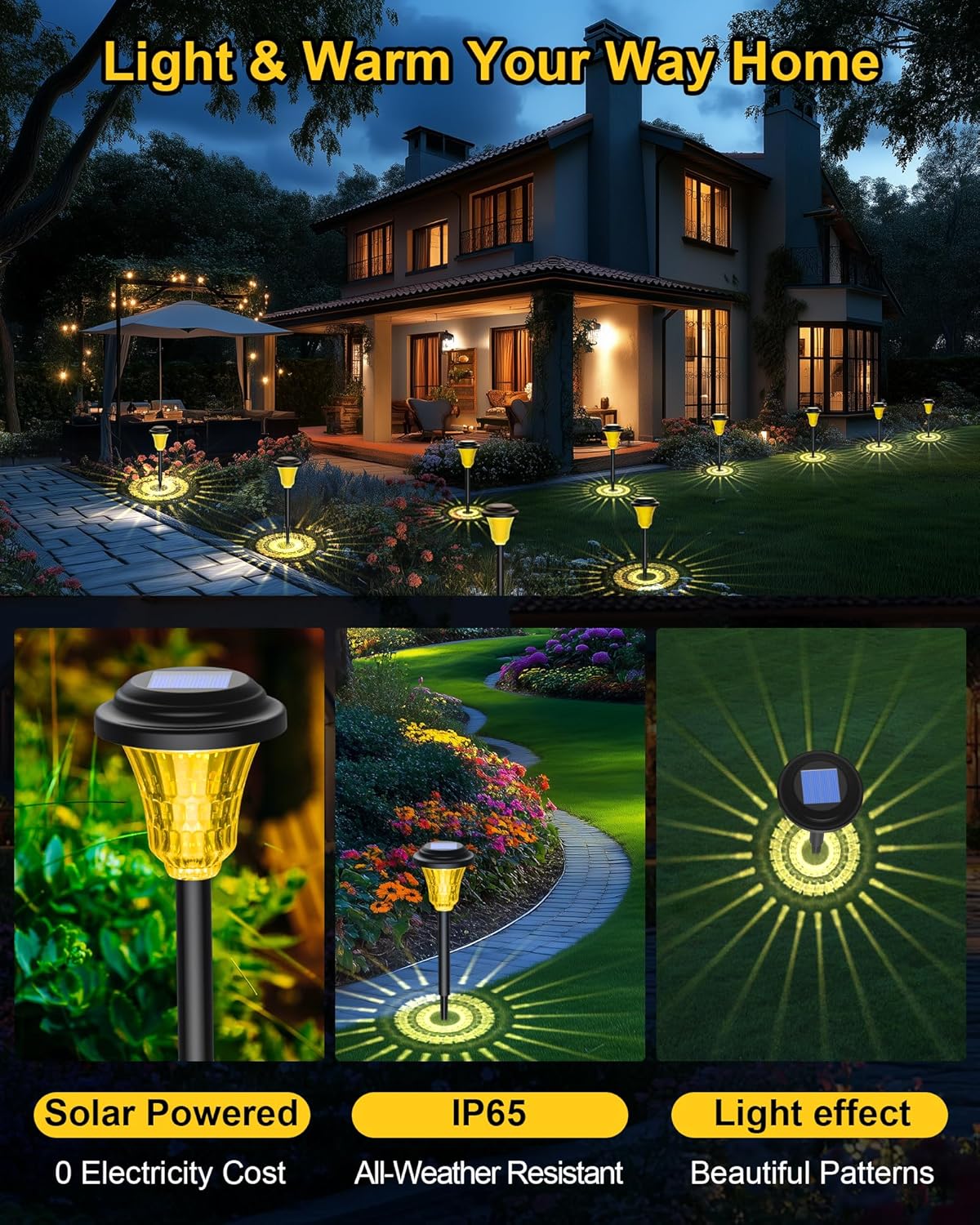 Thumbnail 1 de Wudyfei Solar Lights Outdoor Garden 8 Pack – LED Solar Pathway Lights
