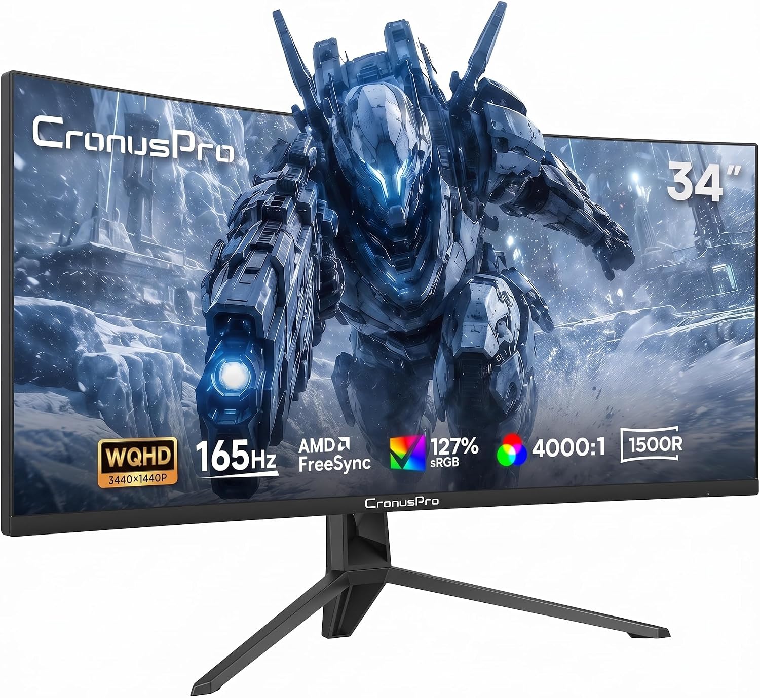 Detalle de CronusPro 34 Zoll UWQHD Gaming Monitor – 3440 × 1440, 165 Hz, 1500R Curved