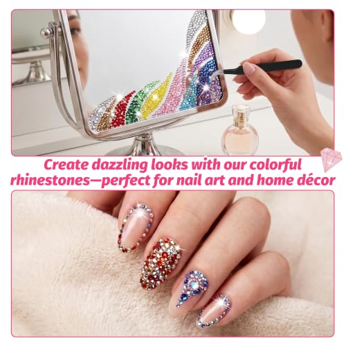 Detalle de WUIOWPPIC 42 Colours Nail Art Rhinestones Bedazzling Kit – 36,800 Pieces