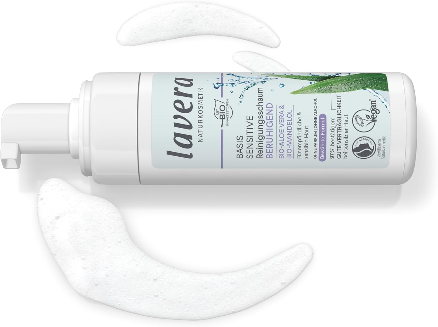 Detalle de lavera Basis Sensitiv Mousse nettoyante – Douceur et naturalité pour peaux sensibles