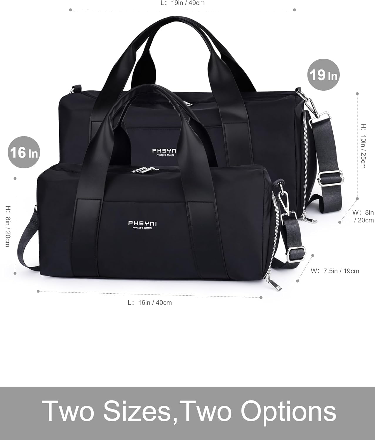 Thumbnail 4 de Small Gym Bag for Boys/Kids and Women — 16" PU Leather Handle Duffle with Shoes Compartment & Waterproof Pocket