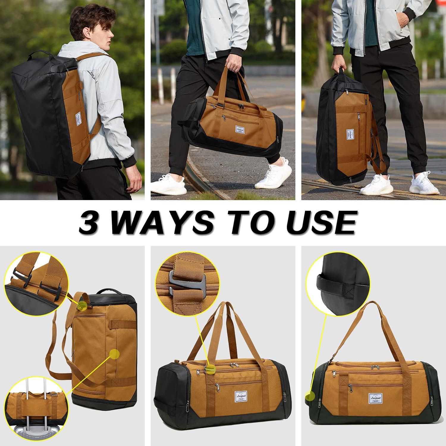 Thumbnail 2 de Laripwit 40L Travel Duffle Bag, Khaki, with Wet Pocket and Shoe Compartment