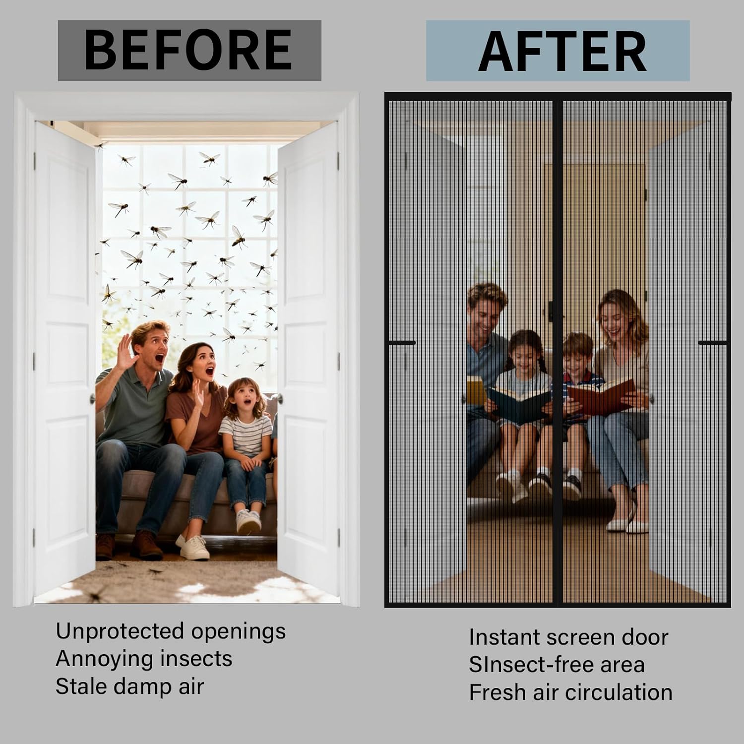Detalle de ViShawtek Fly Screens for Doors: Magnetic Fly Screen Curtain 90x200cm