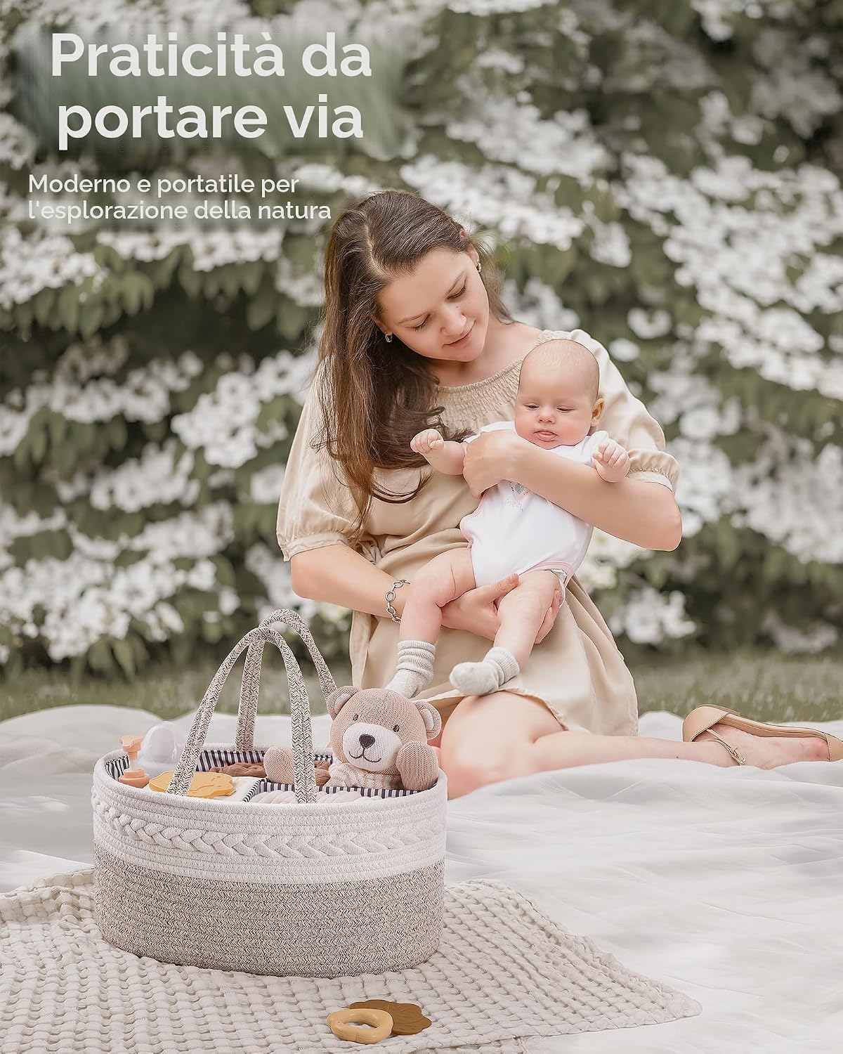 Thumbnail 4 de Maliton Organizer per fasciatoio XL 45 x 33 x 23 cm – cestino portaoggetti in cotone marrone
