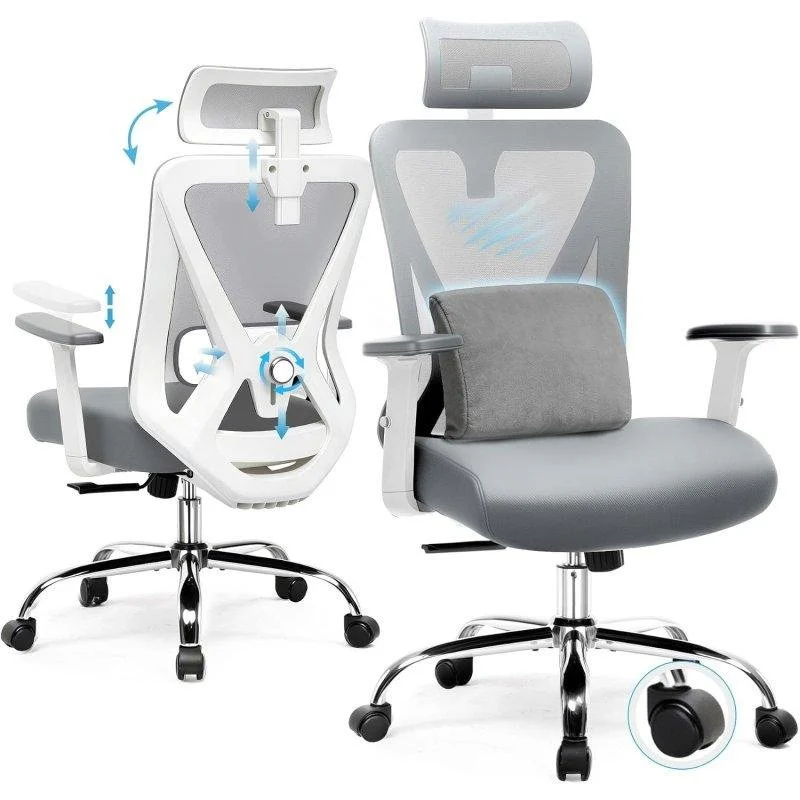 Detalle de Silla Ergonómica GTPLAYER Ajustable 3D (Reposacabezas, Lumbar y Reposabrazos) en gris