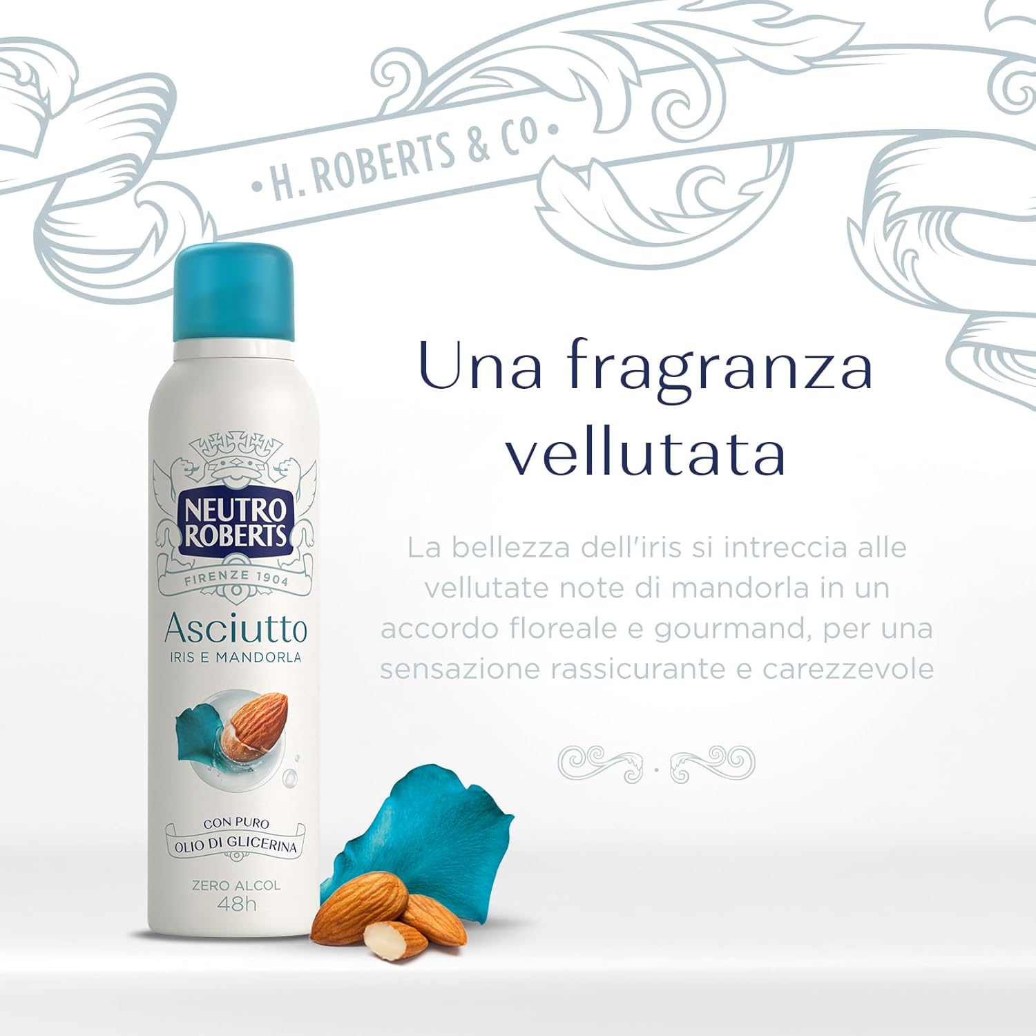 Detalle de Neutro Roberts Deodorante Spray Asciutto Iris e Mandorla – Confezione da 4, 150 ml ciascuno