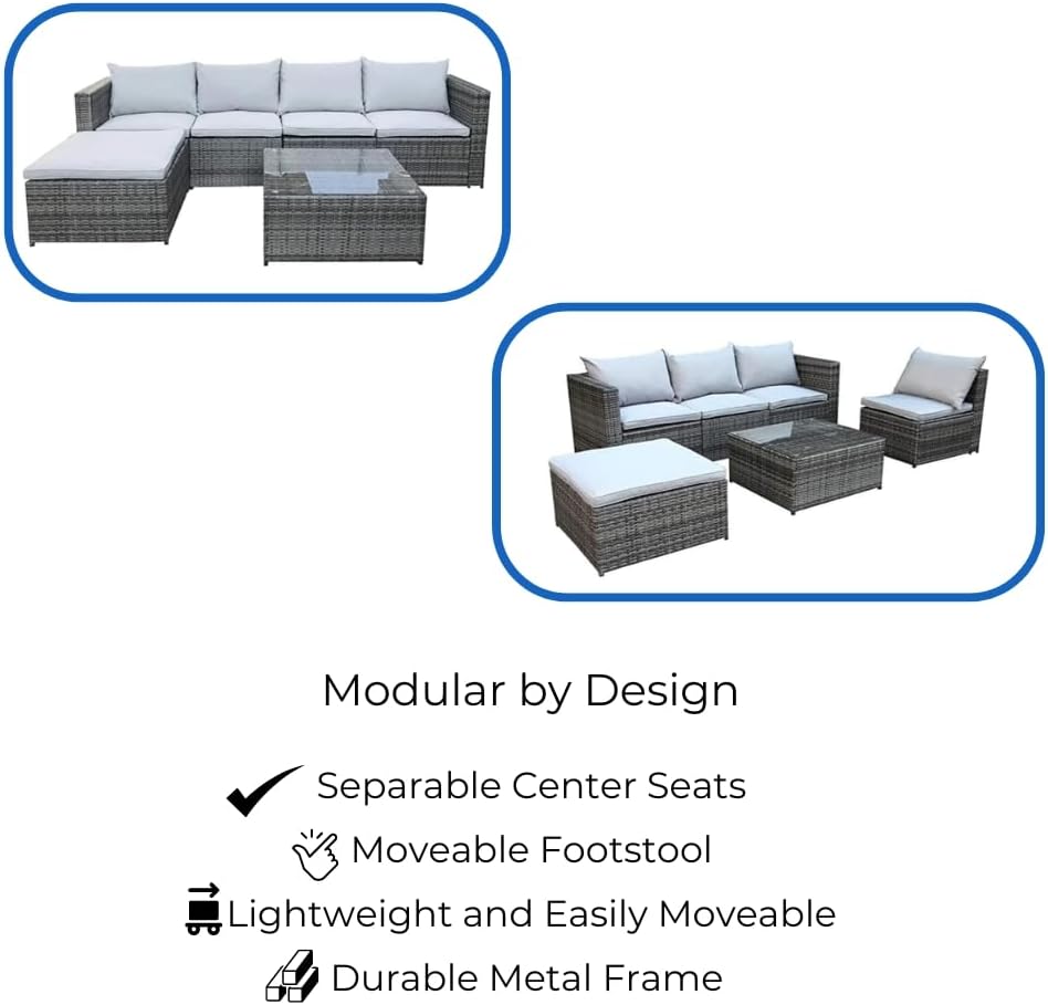 Detalle 2 de EVRE Miami Grey rattan set corner sofa