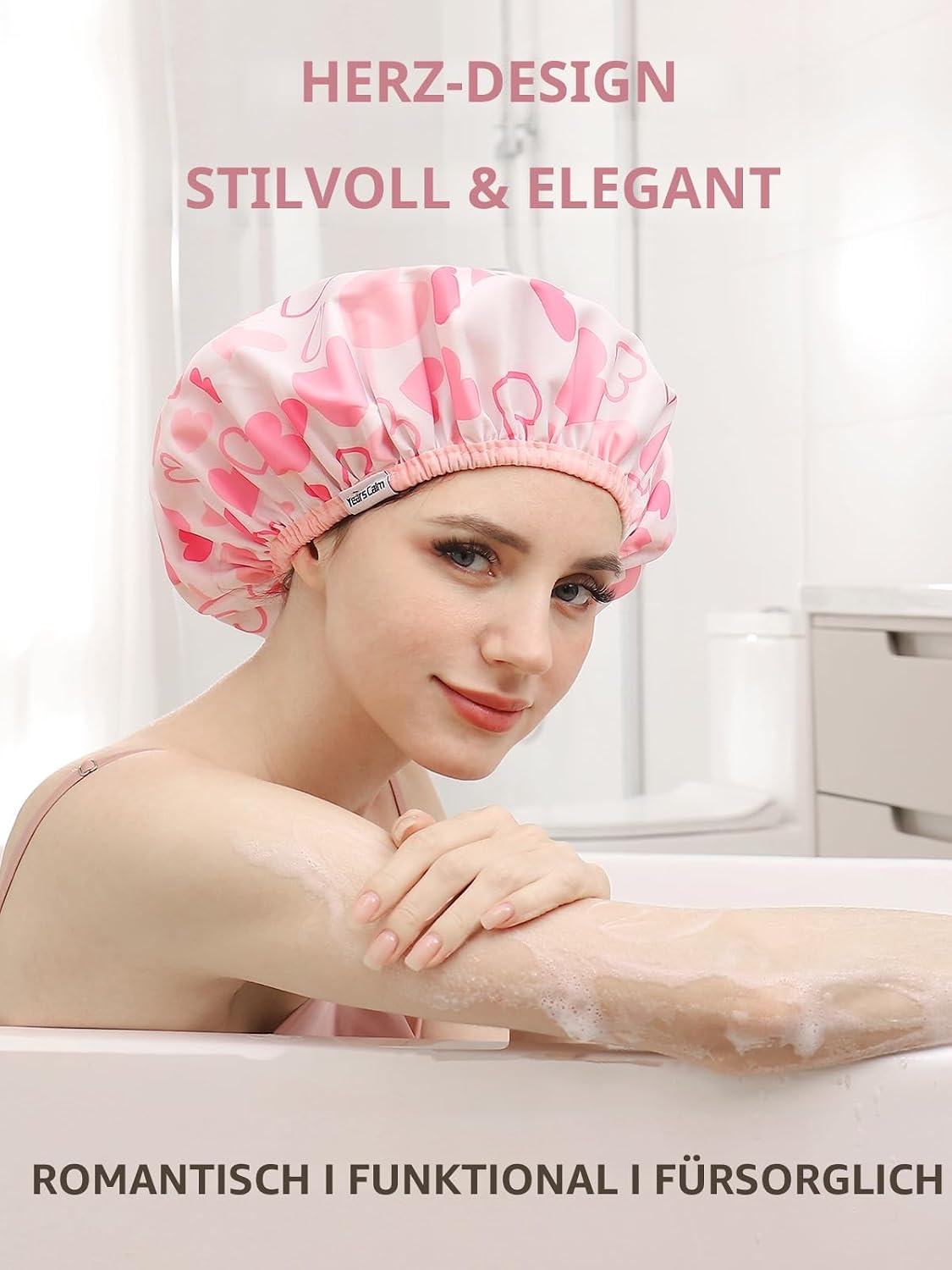 Thumbnail 4 de Years Calm Duschhaube Damen wasserdicht Rosa 2-lagig