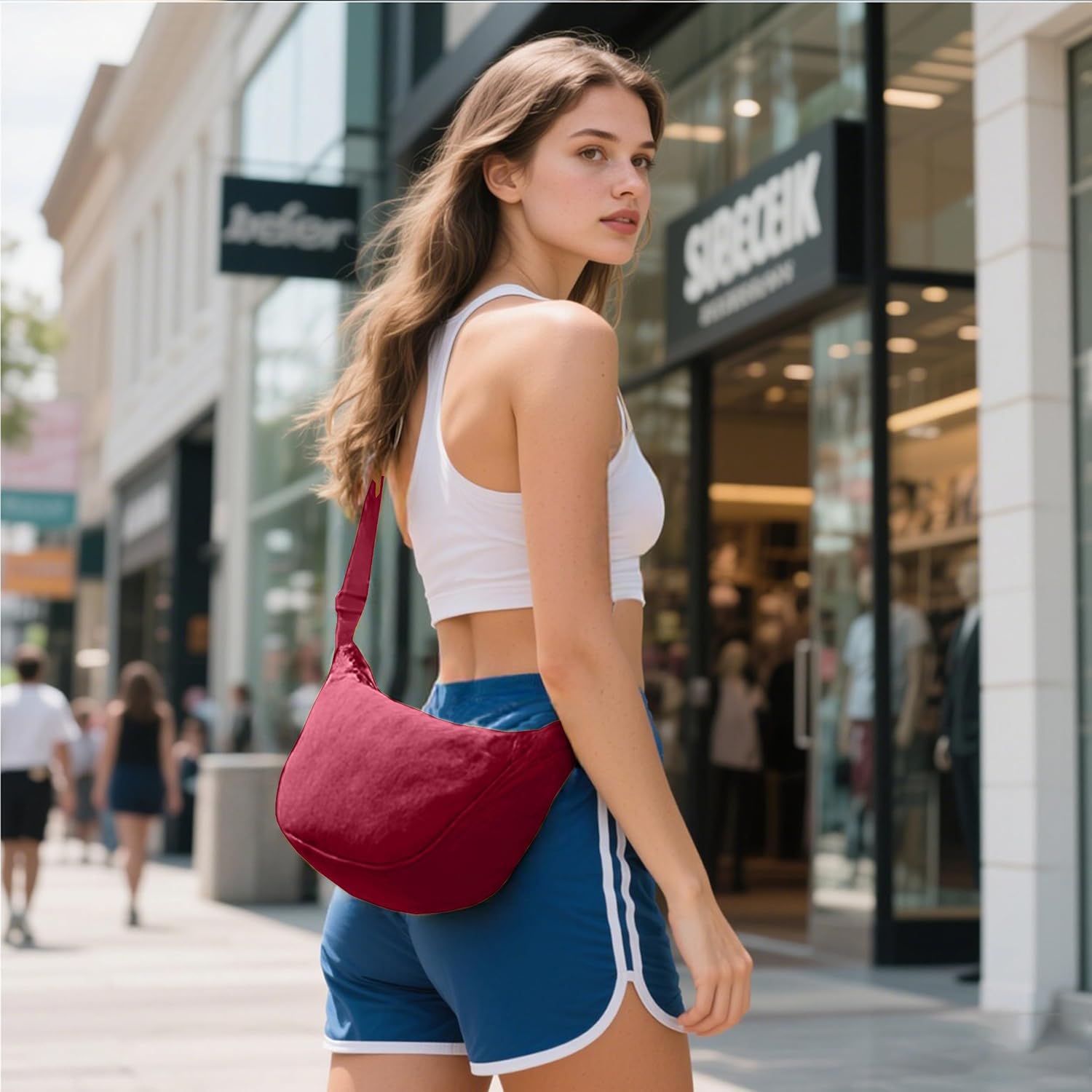 Detalle 2 de ZhengYue Nylon Crescent Hobo Bag Small