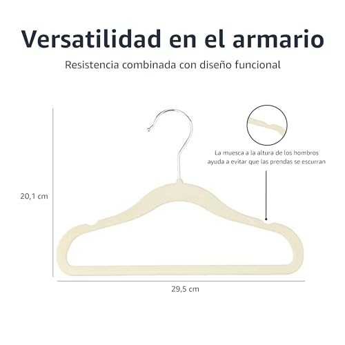 Thumbnail 4 de Amazon Basics Perchas de Terciopelo Antideslizante para niños y bebés, 30 unidades, 29,46 cm, Beige