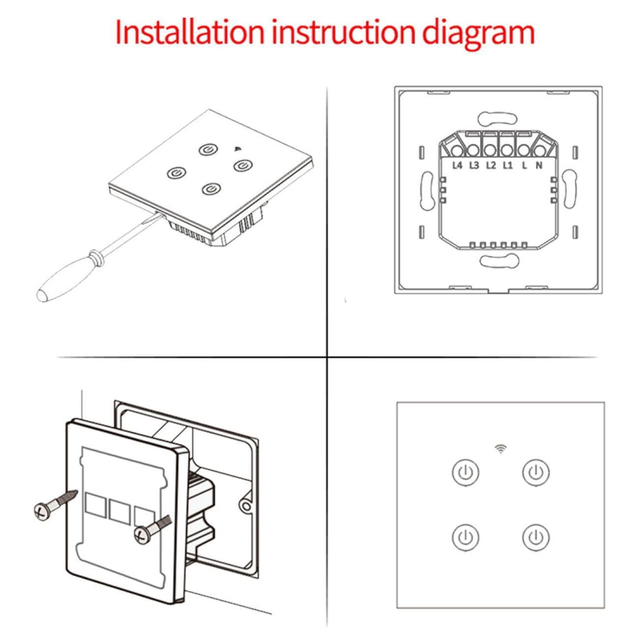 Thumbnail 1 de KYUQY kyuqy-100 4-Gang Smart Touch Light Switch, IP65, 2.4GHz Wi-Fi