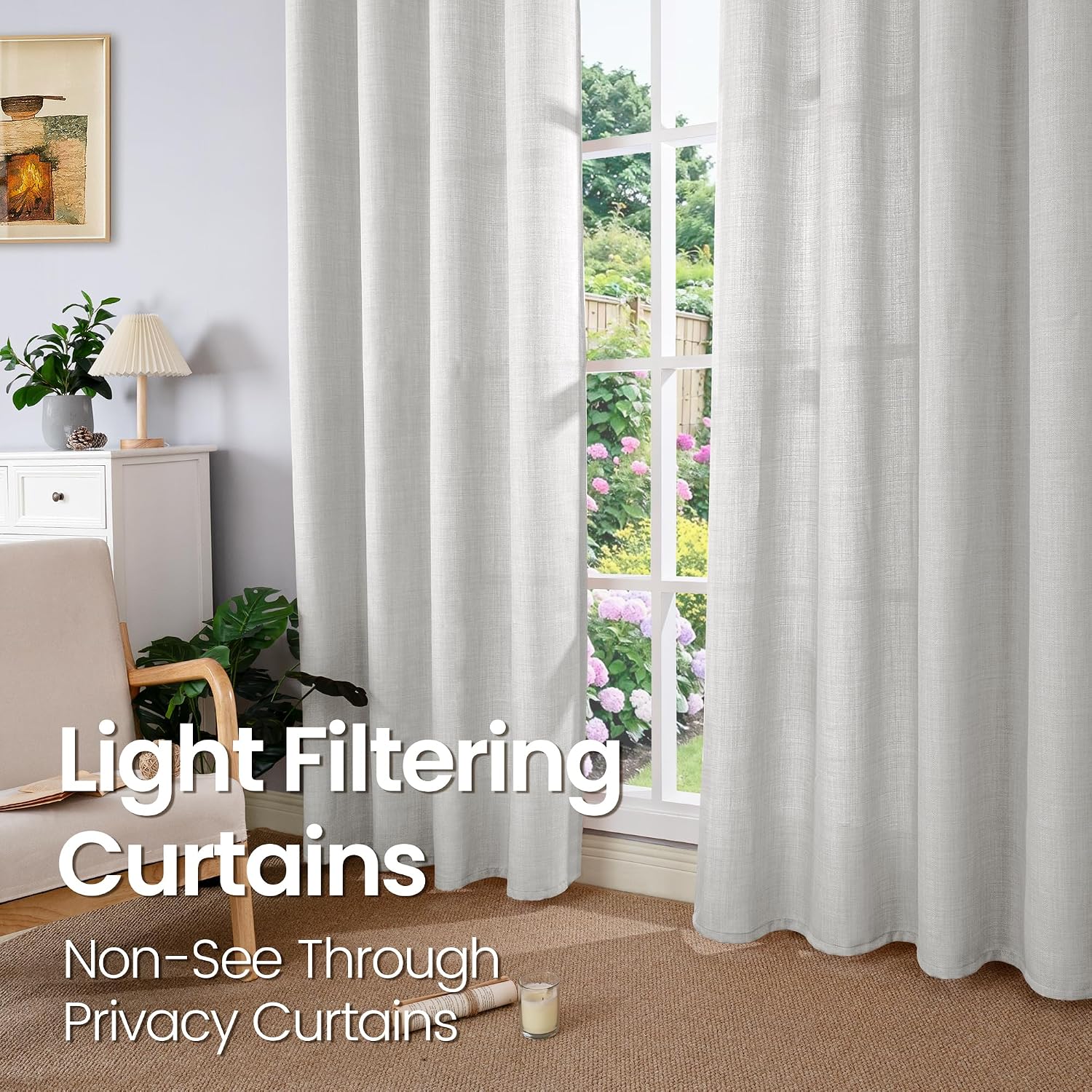 Detalle de BGment Linen Curtains 52 x 95 Inch