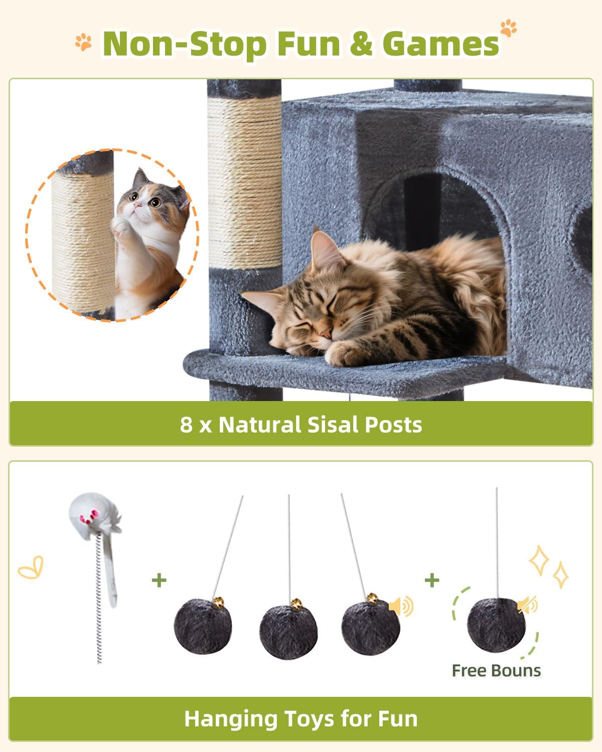 Thumbnail 6 de Taoqimiao Cat Tree 193cm for big cats