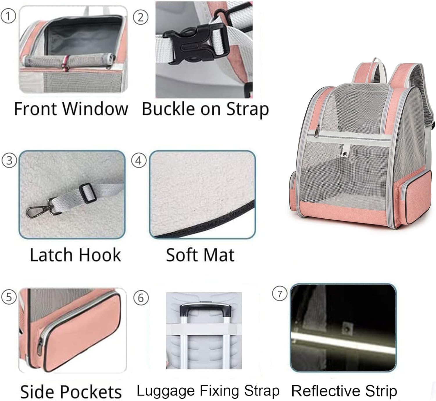 Detalle 2 de Hykiee Hunderucksack Katzenrucksack 31×29×40 cm