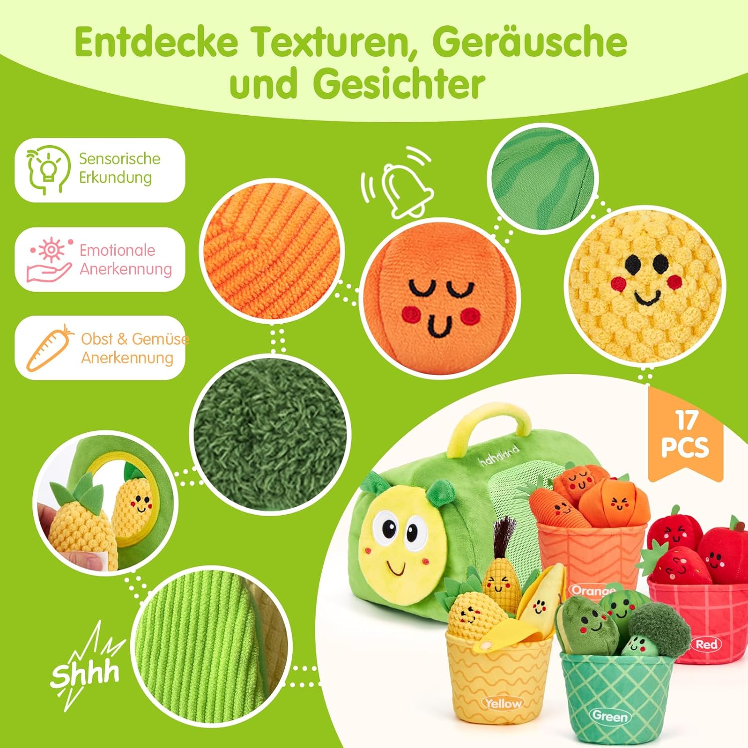 Thumbnail 3 de hahaland Baby Spielzeug 6-12 Monate Gemüs e Obst Plüsch