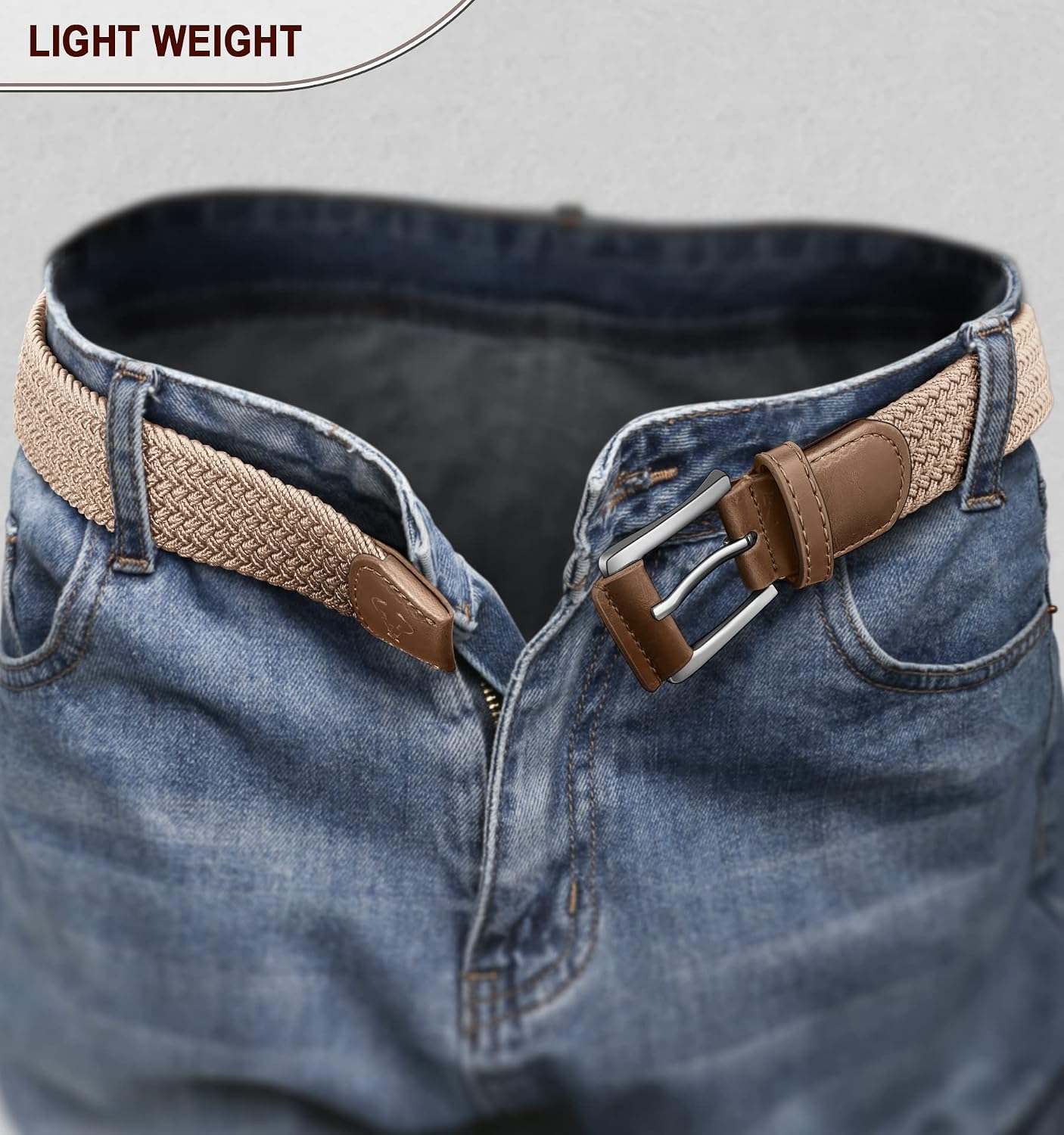 Thumbnail 5 de BULLIANT Mens Belt: Elasticated Stretch Weave Belt 1 3/8" – Casual Braided Golf Belt for Men and Women