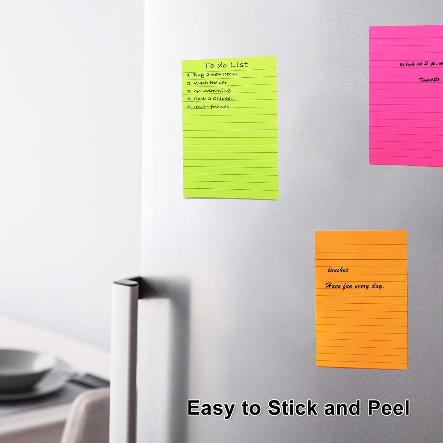 Thumbnail 3 de HQCME Large Lined Sticky Notes 4x6, 9 Pads, Bright Colors