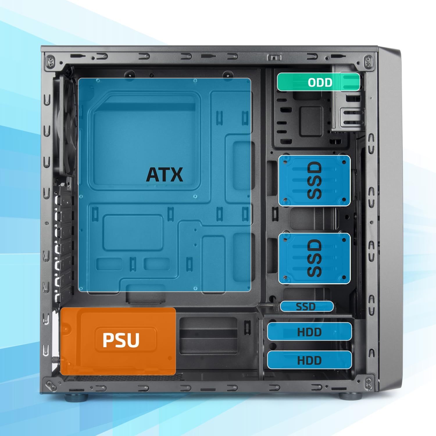 Detalle de Vultech VCO-A2699 Mid Tower PC Case, Alloy Steel, USB 3.0 and USB 2.0