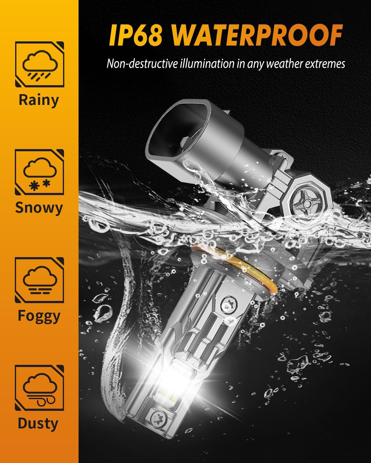 Thumbnail 6 de FAHREN Upgraded 9012/HIR2 LED Bulbs (Pair) — 6500K Cool White, 90,000LM, 80,000+ Hour Lifespan