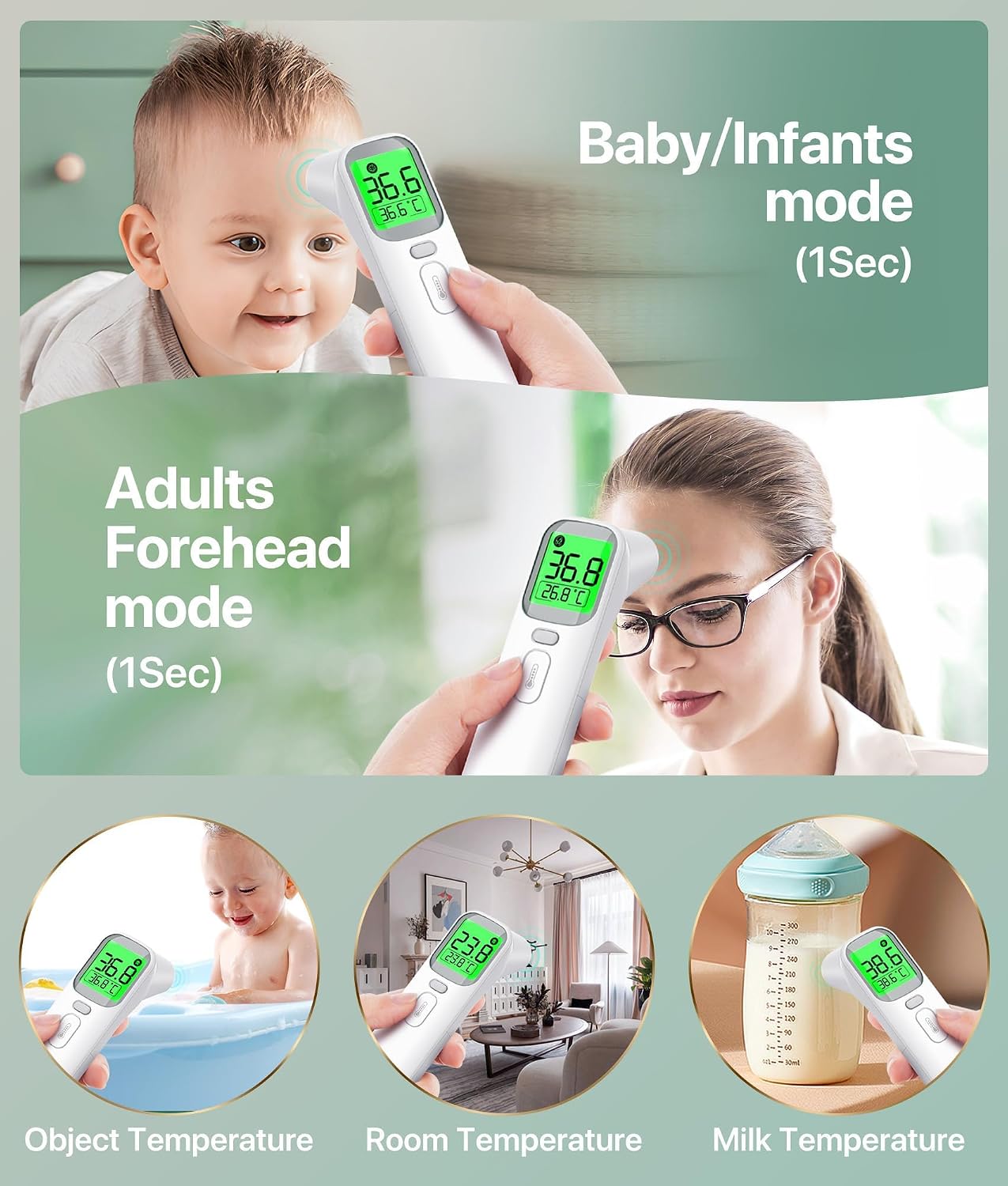 Detalle 1 de FACEIL AOJ-20A Infrared Thermometer for Forehead and Ear, 40-Reading Memory