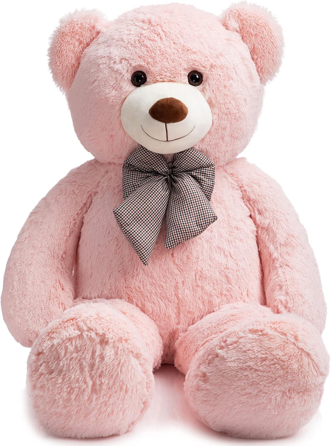 Detalle de HollyHOME Giant Pink Teddy Bear (47 Inches): A Soft, Versatile Plush for Hugging, Decorating and gifting