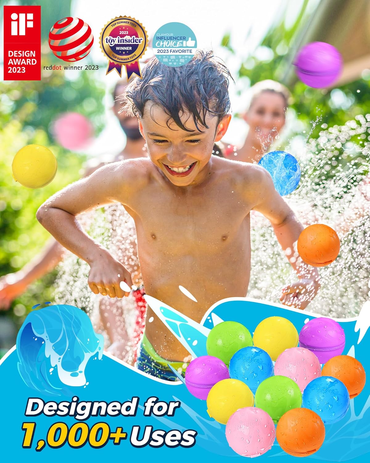 Detalle 2 de Tlitlimom 16-Pack Reusable Water Bomb Balloons for Pool & Beach Fun (Ages 3–12)