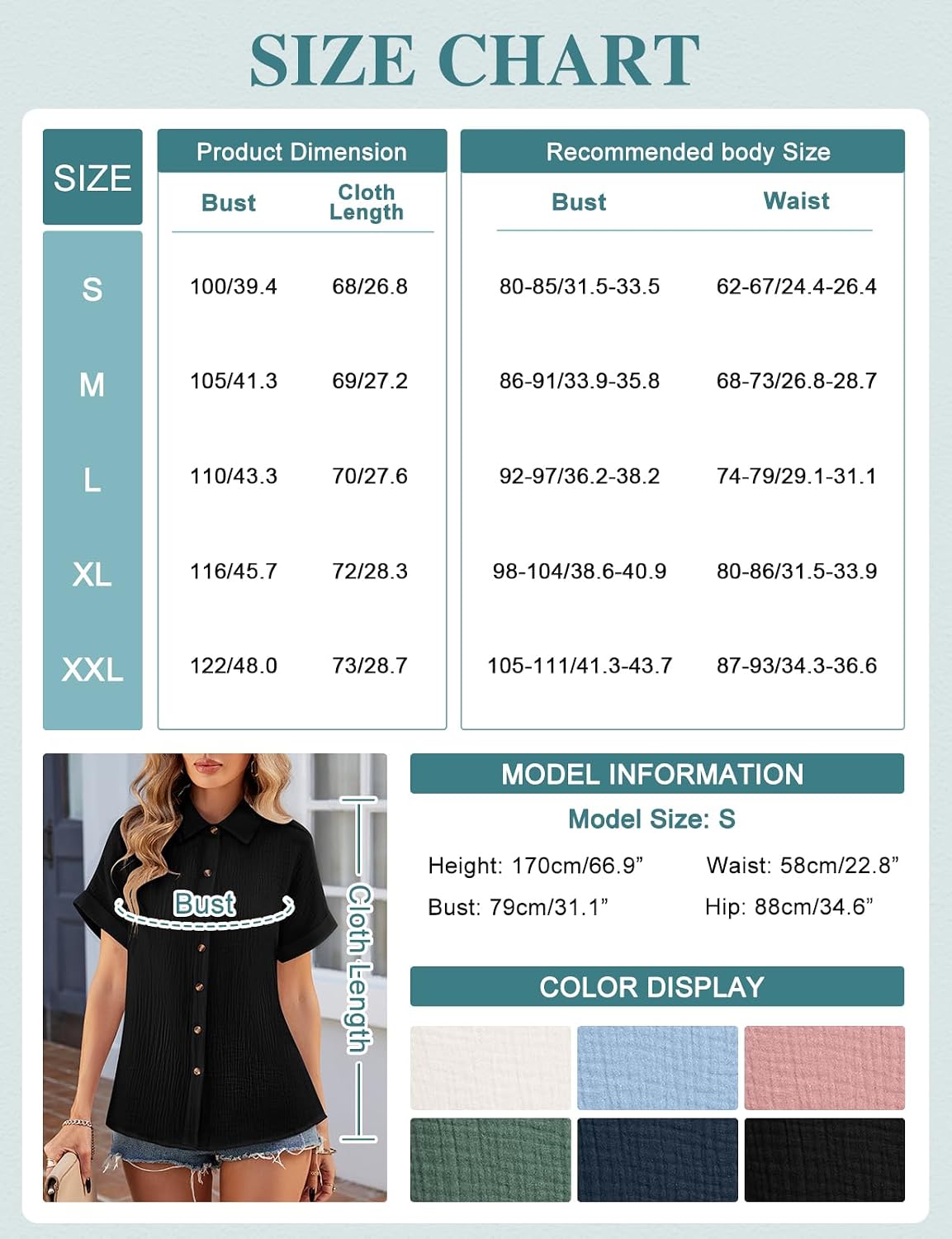 Thumbnail 6 de heekpek Musselin Bluse Damen – luftige Sommerbluse mit V-Ausschnitt, 100% Baumwolle