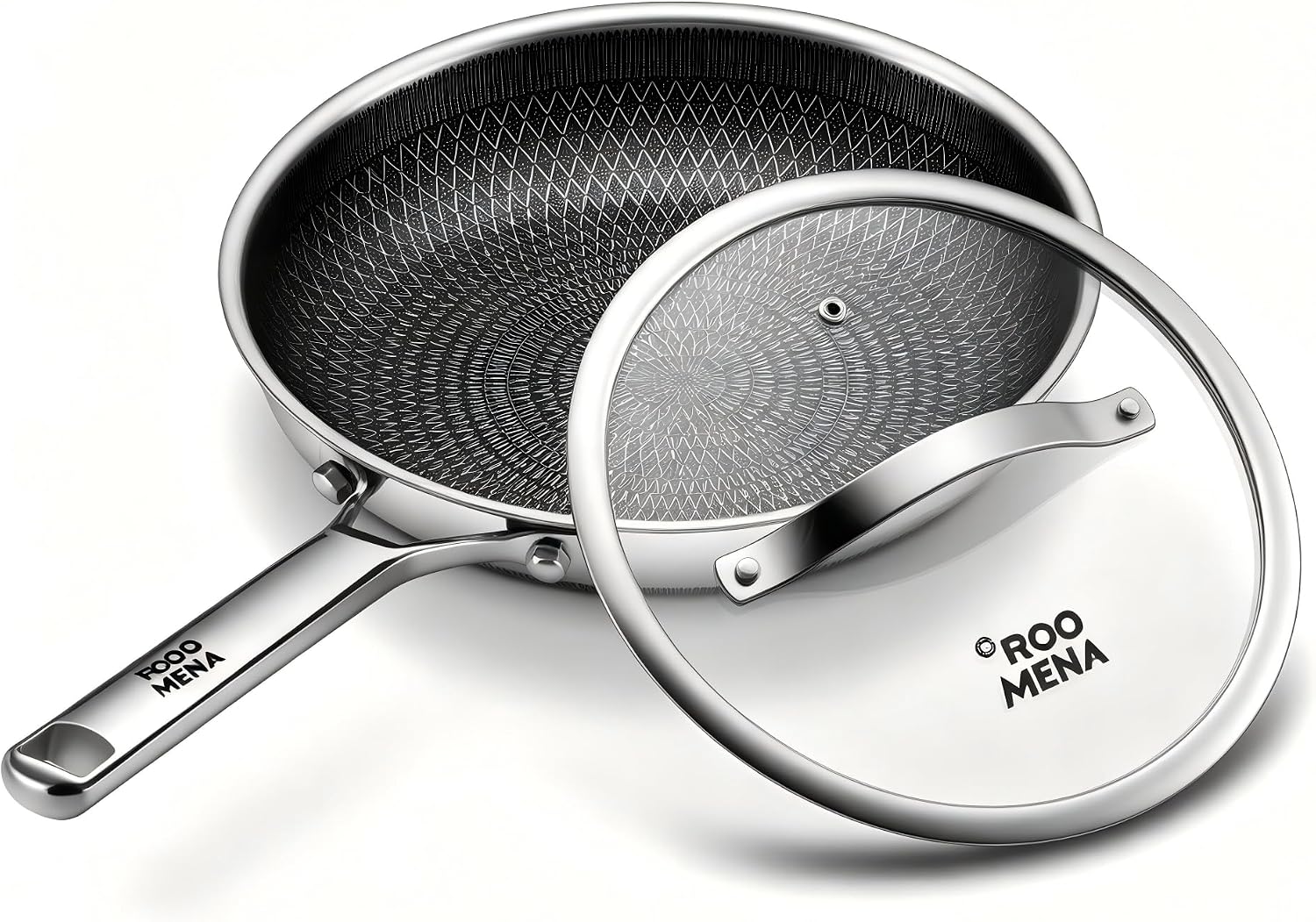Detalle de Roomena Frying Pans Non Stick Hybrid Ceramic Skillet (12 Inch) with Lid